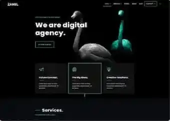 Website Design : Dark theme + Two geese in the background